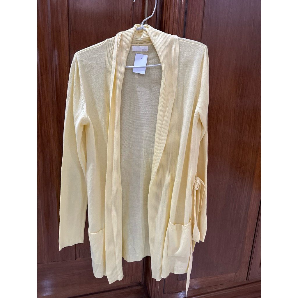 index knit cardigan with tie waist