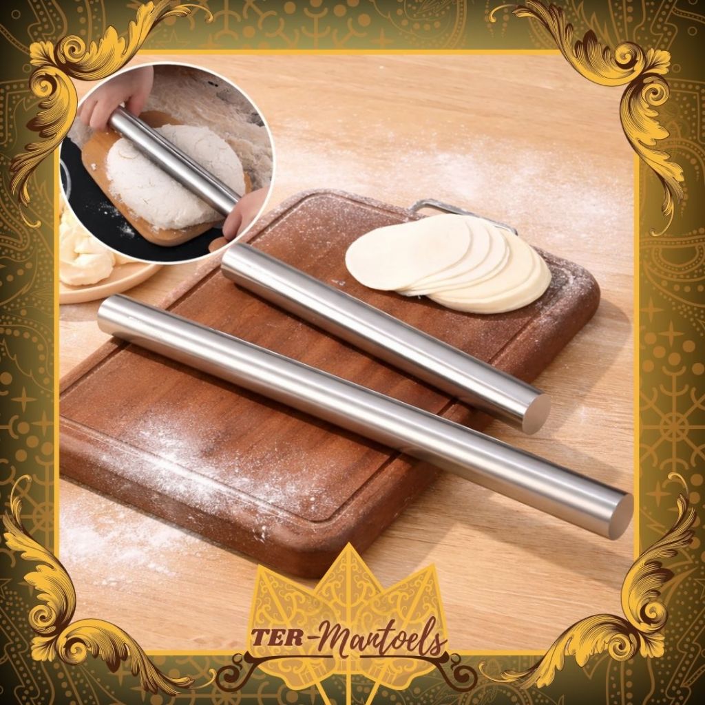 Penggiling Adonan Stainless Anti Karat / Roling Pin Stik Adonan Kue / Rolling Pin Stailess Stell