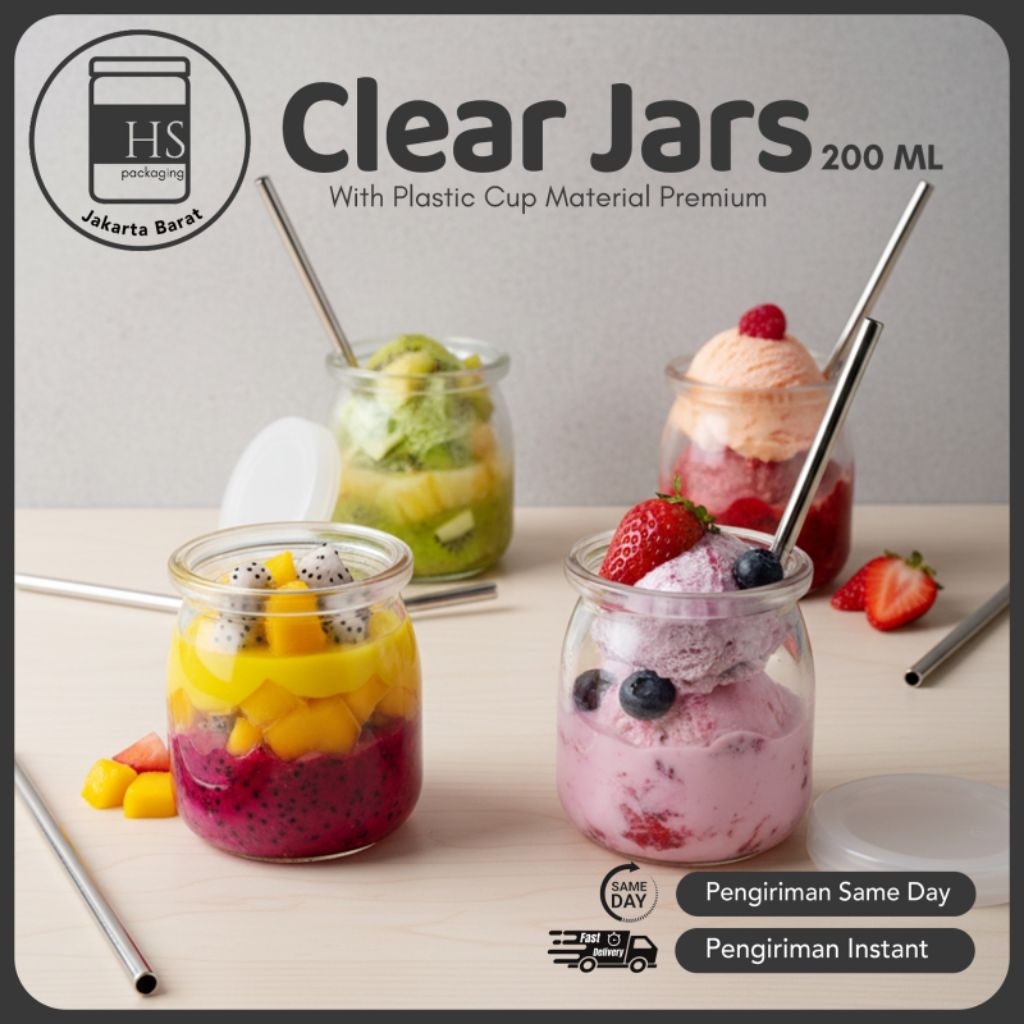 HS JAKBAR 200ML Jar Puding Toples Kaca