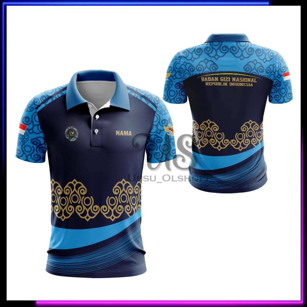 Kaos Jersey Kerah SPPG/BGN Full Printing Free Custom - Baju Berkerah SPPG