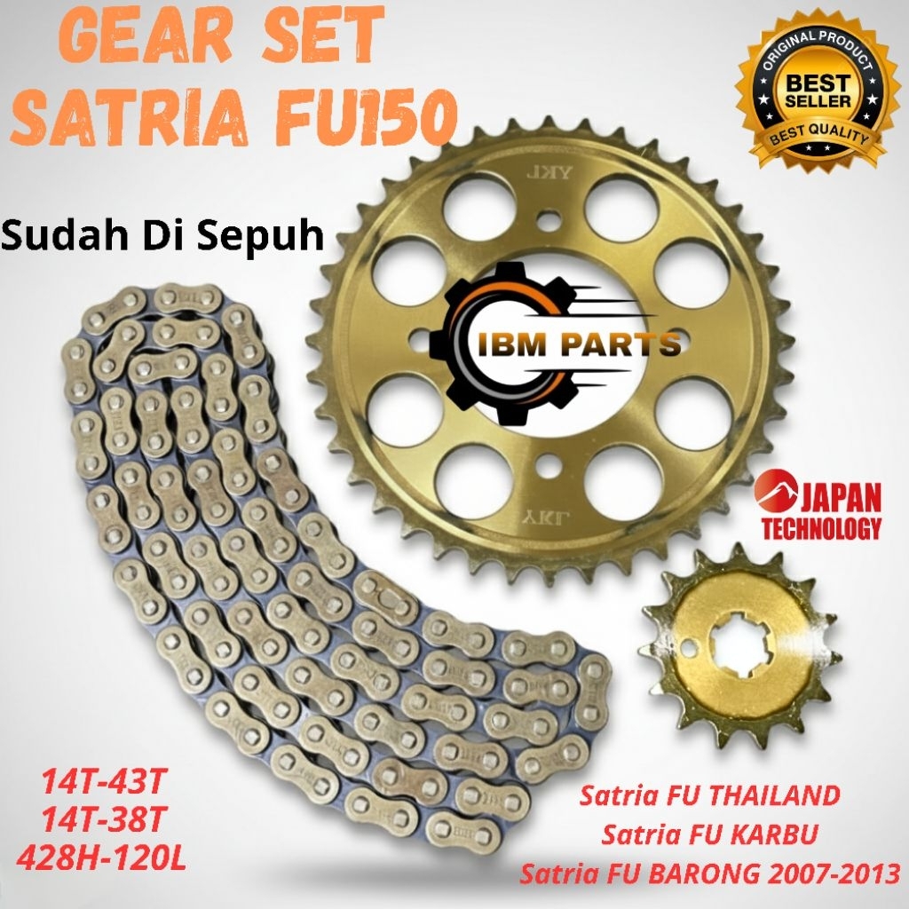GEAR SET SATRIA FU KARBU GIR PAKET SATRIA FU 150 BARONG 2007 2013 GOLD GIGI TARIK SATRIA FU THAILAND