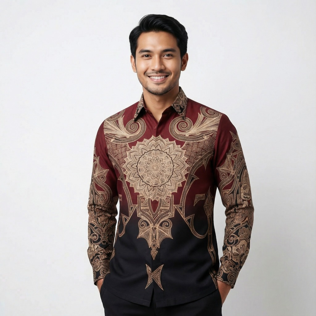 Batik arwinda Mahogamy Kemeja batik lengan panjang pakai puring