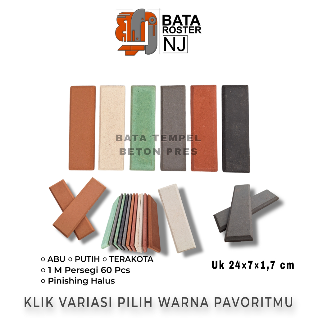 BATA ROSTER NJ - Bata Tempel Beton 24 x 7 x 1,7 Cm, Warna | Putih | Terakota | Abu | Hitam. Expose B