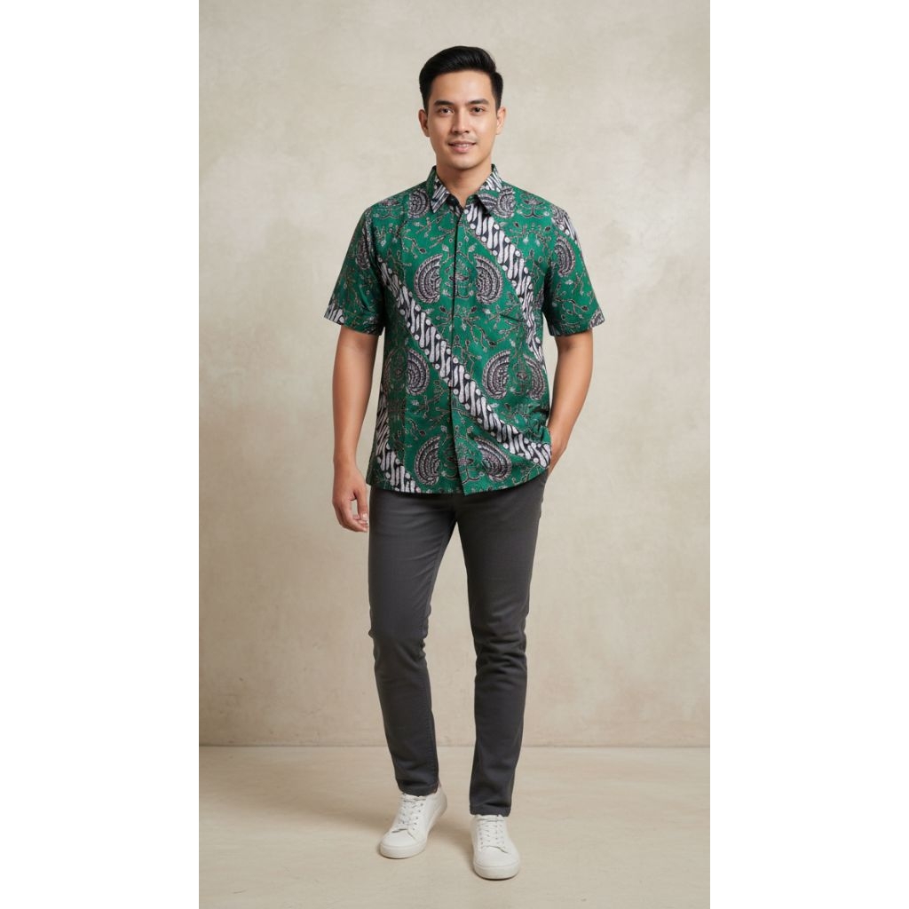 kemeja batik pria AJISAKA lengan pendek