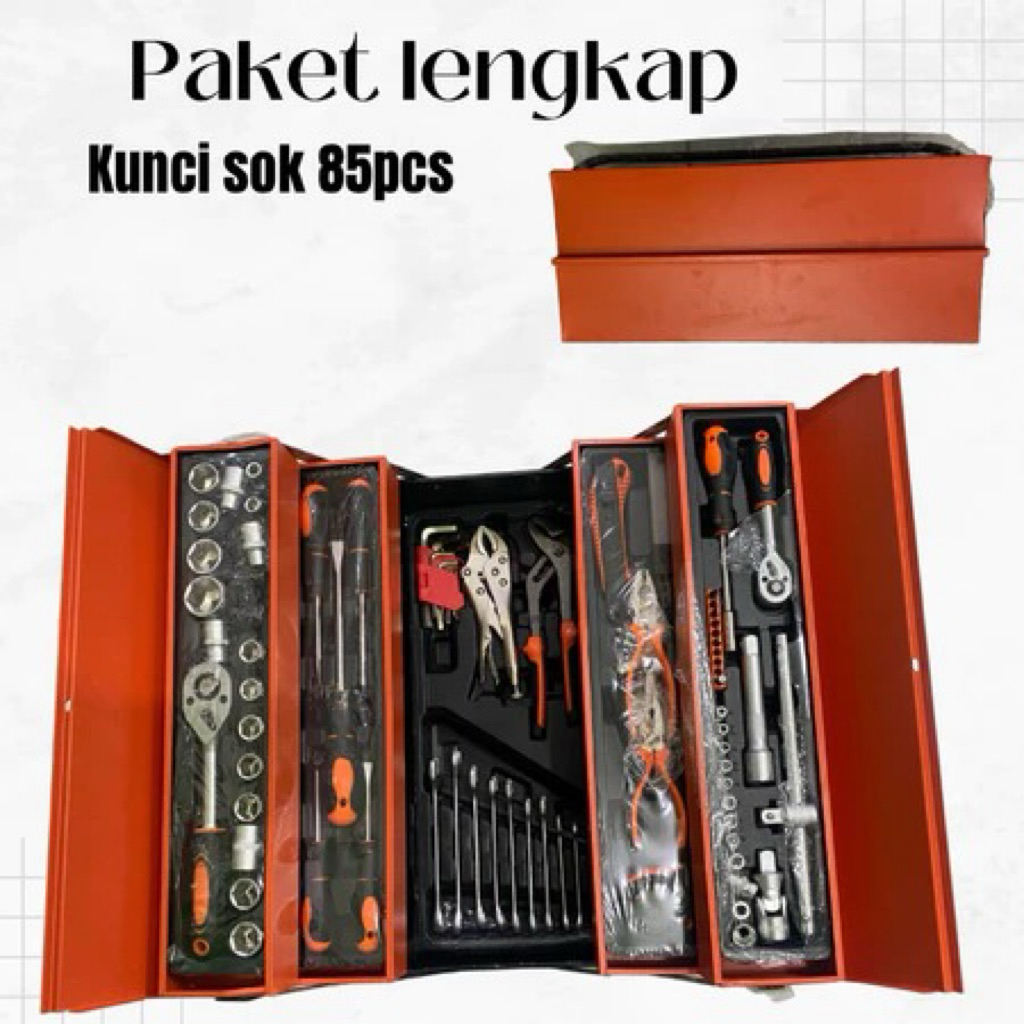 Tool Kit 85 Pcs Kunci Sok Set /Tool Box Set Alat Bengkel