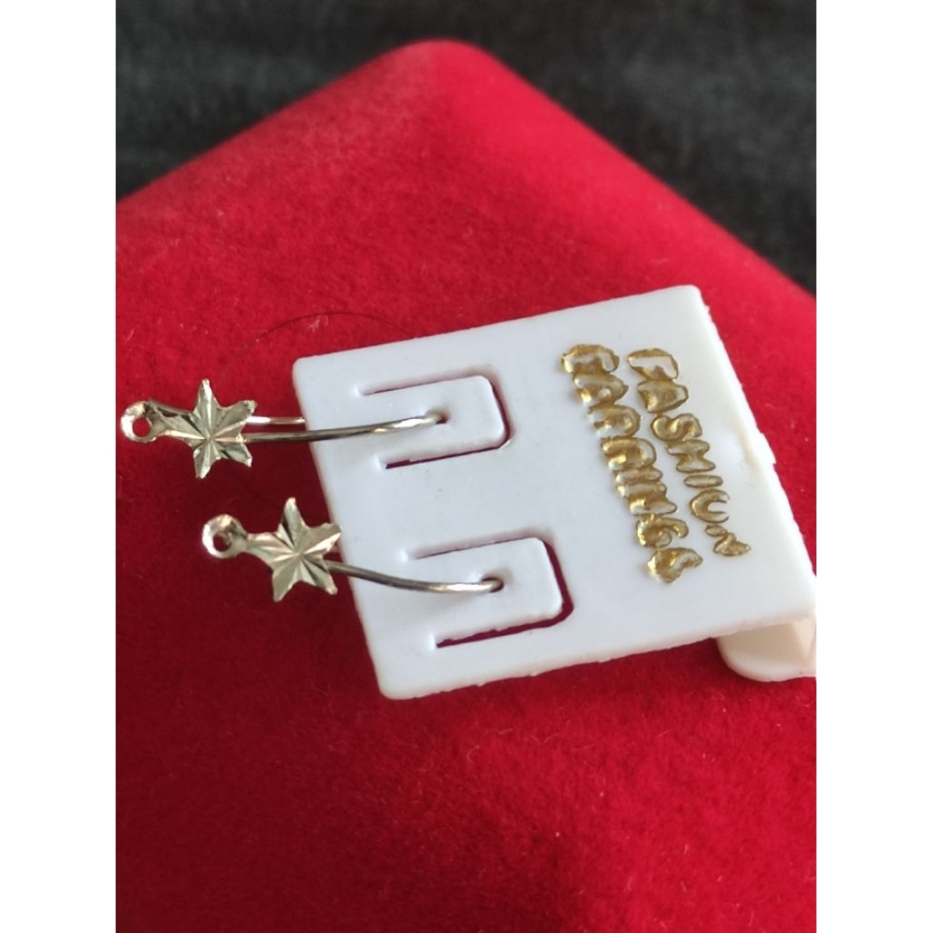 anting / giwang mainan bintang warna silver, anting titanium, anting kristal, anting anak