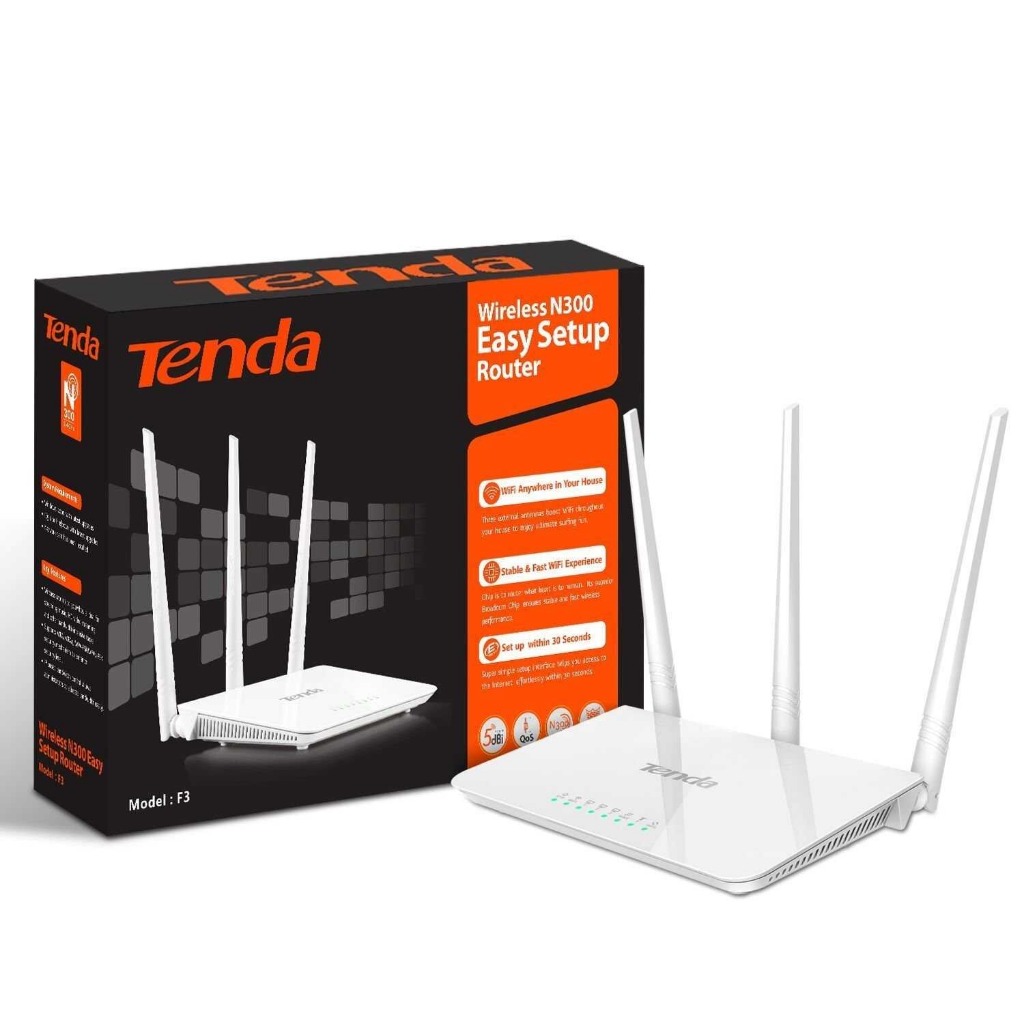 Router Tenda F3  Wireless WiFi 3 Antena 300Mbps Support Repeater Extender V6