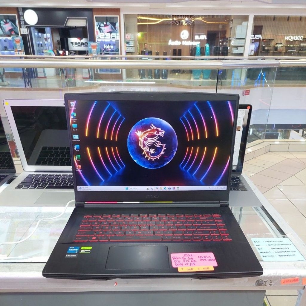 laptop msi gf63 12ve core i5 12450H ram 16gb ssd 512gb rtx 4050 mantap 1158