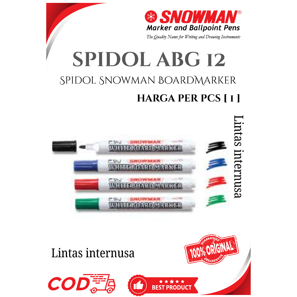 Spidol Snowman BoardMarker ABG 12 [1 pcs]