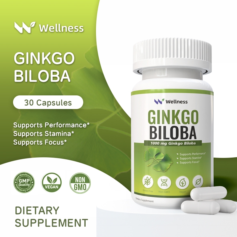 Wellness Ginkgo Biloba 1000 mg, Meningkatkan Sirkulasi Darah dan Meningkatkan Konsentrasi 30 Kapsul