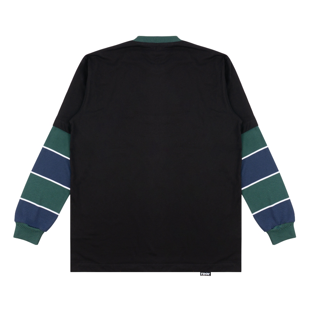 Troy Company Double Sleeve Longsleeve Tshirt Black Green Liquy Skul - Kaos Hitam Hijau Lengan Panjang DSD 3505