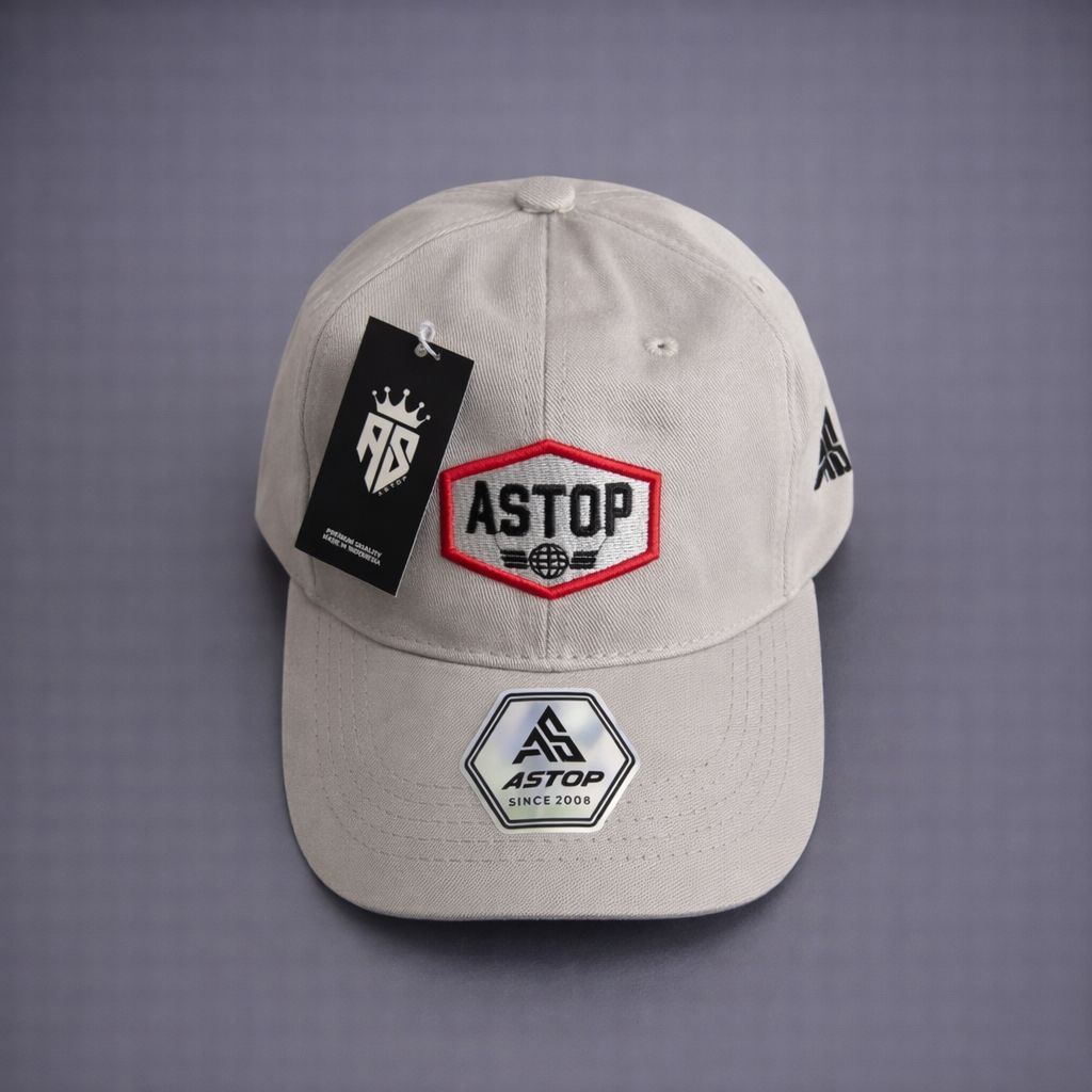 Topi Baseball Cotton Pelipit Original Astop All Size Unisex Off White Circumference 53-60 cm Brim Le