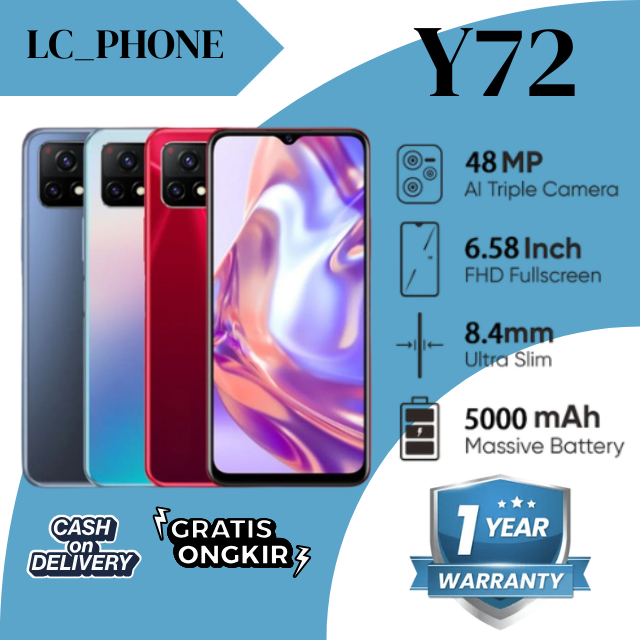 HP VIVO Y72 RAM 8+4/256 GB KAMERA 64MP LAYAR 6.58 INCI ORIGINAL GARANSI 1 TAHUN
