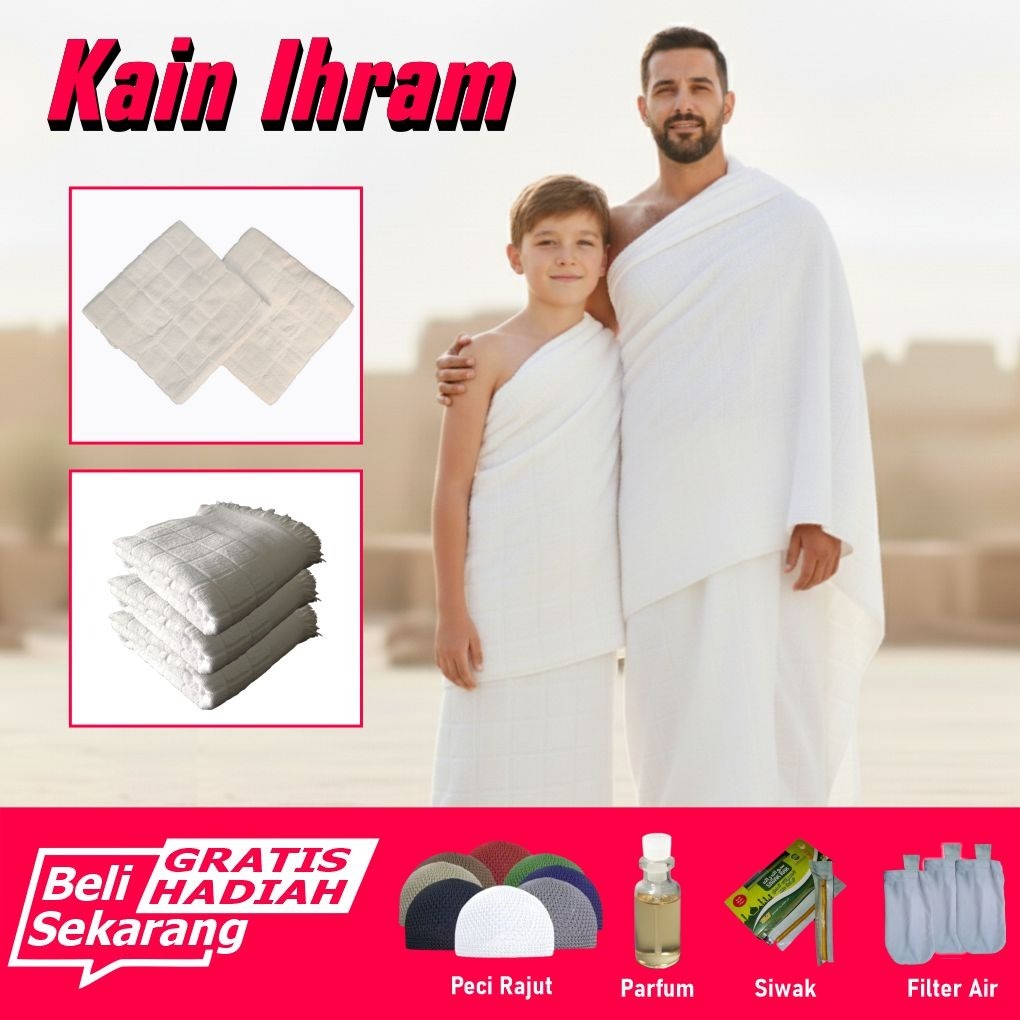 KAIN BAJU IHROM  IHRAM MANASIK UMROH HAJI PRIA ANAK LAKI - LAKI