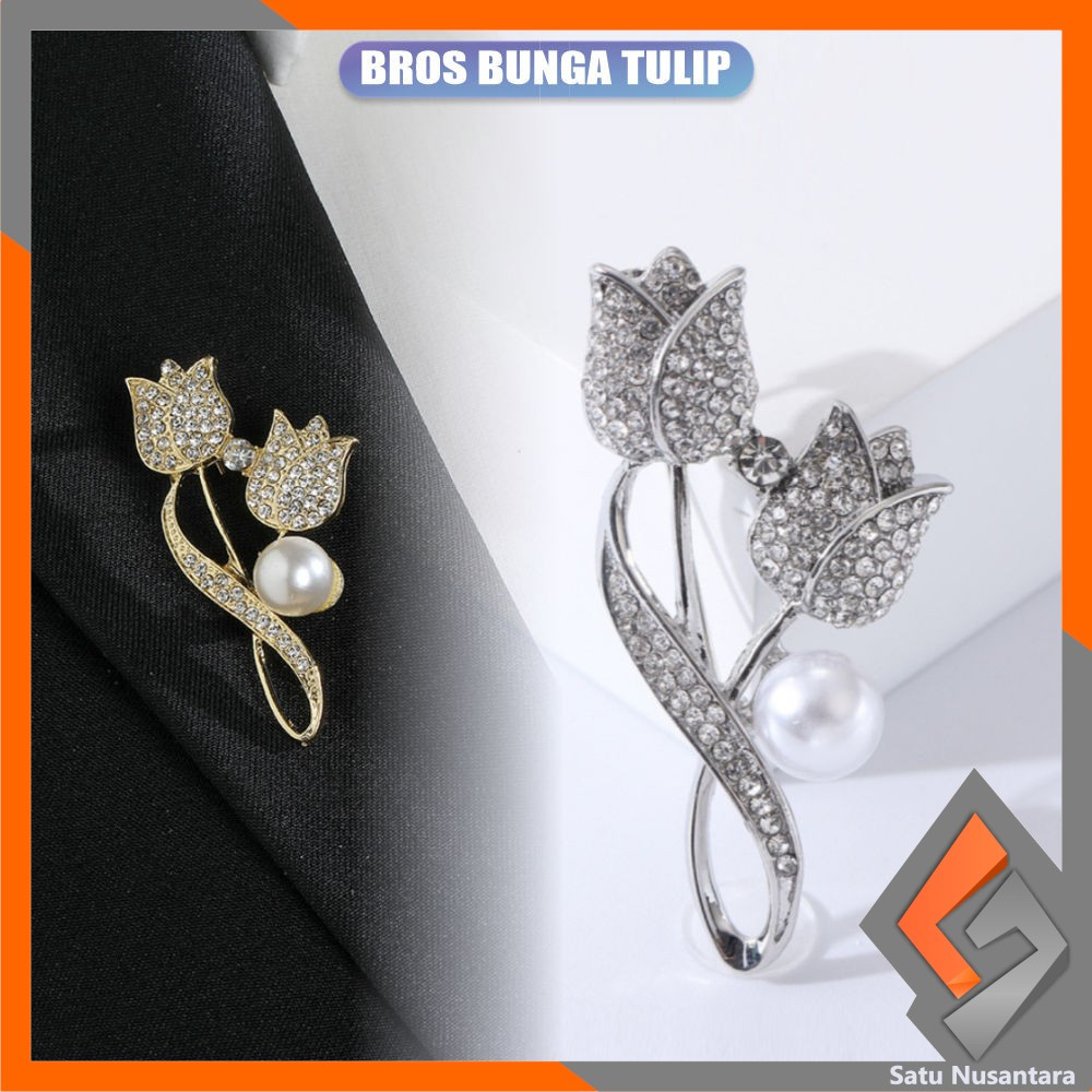 EC SN-C1325 Bros Cantik Elegan Motif Bunga Tulip Bros Jilbab Aksesoris Wanita Pria / Pin Baju Bros J