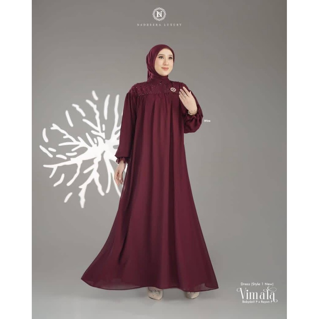READY//VIMALA DRESS STYLE 1//DRESS NADHEERA LUXURY//GAMIS NADHEERA// TERBARU KEKINIAN//GAMIS HITAM N
