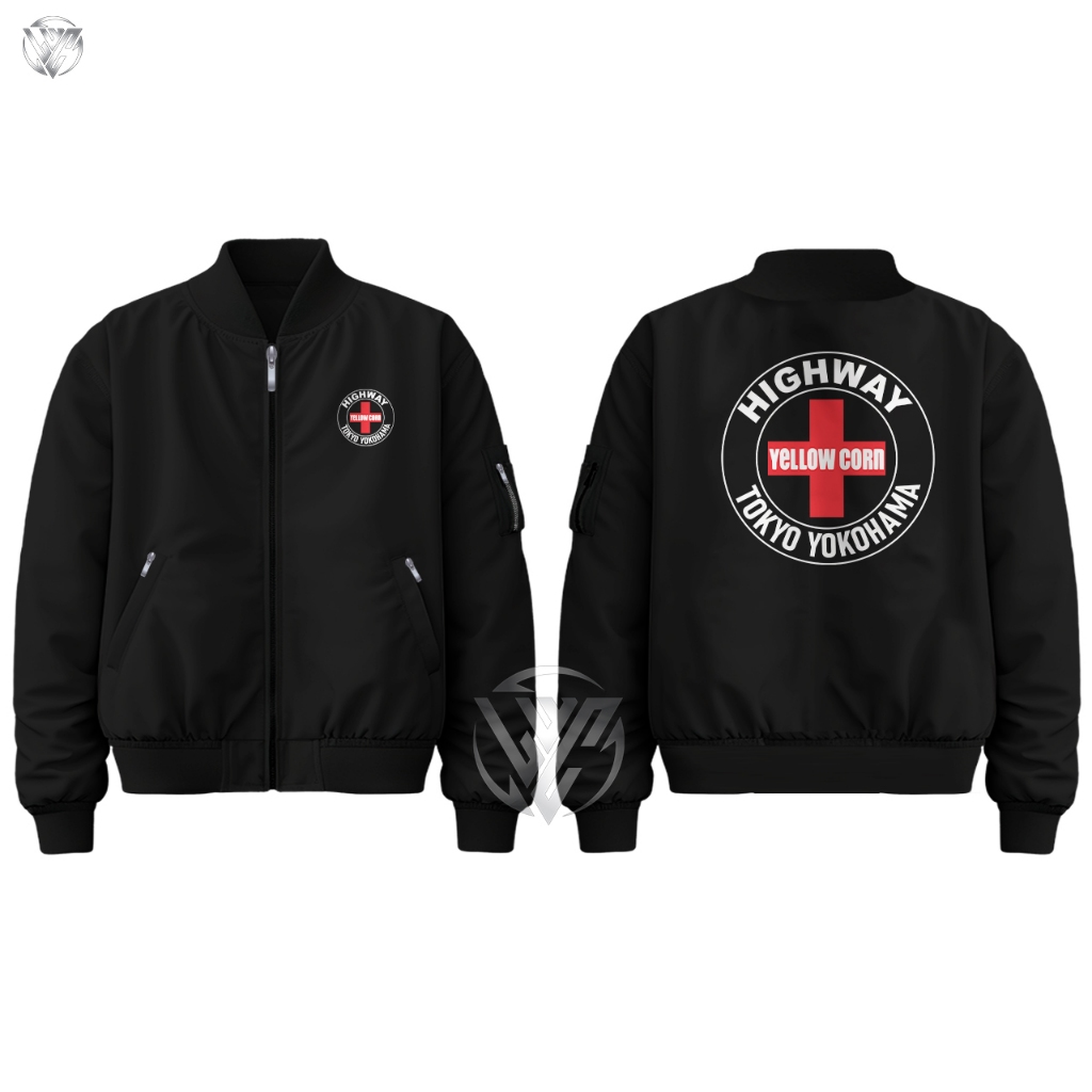 Jaket Bomber Highway Magician Tokyo Yokohama Hitam Taslan Premium