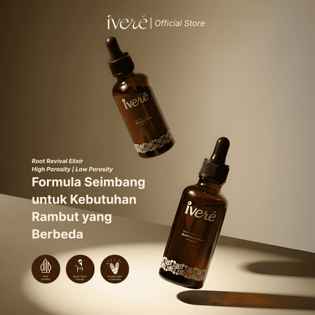 IVERE ROSEMARY OIL ROOT REVIVAL ELIXIR (FREE GIFT) Hair Oil Untuk Rambut Rontok, Tipis & Ketombe 50 
