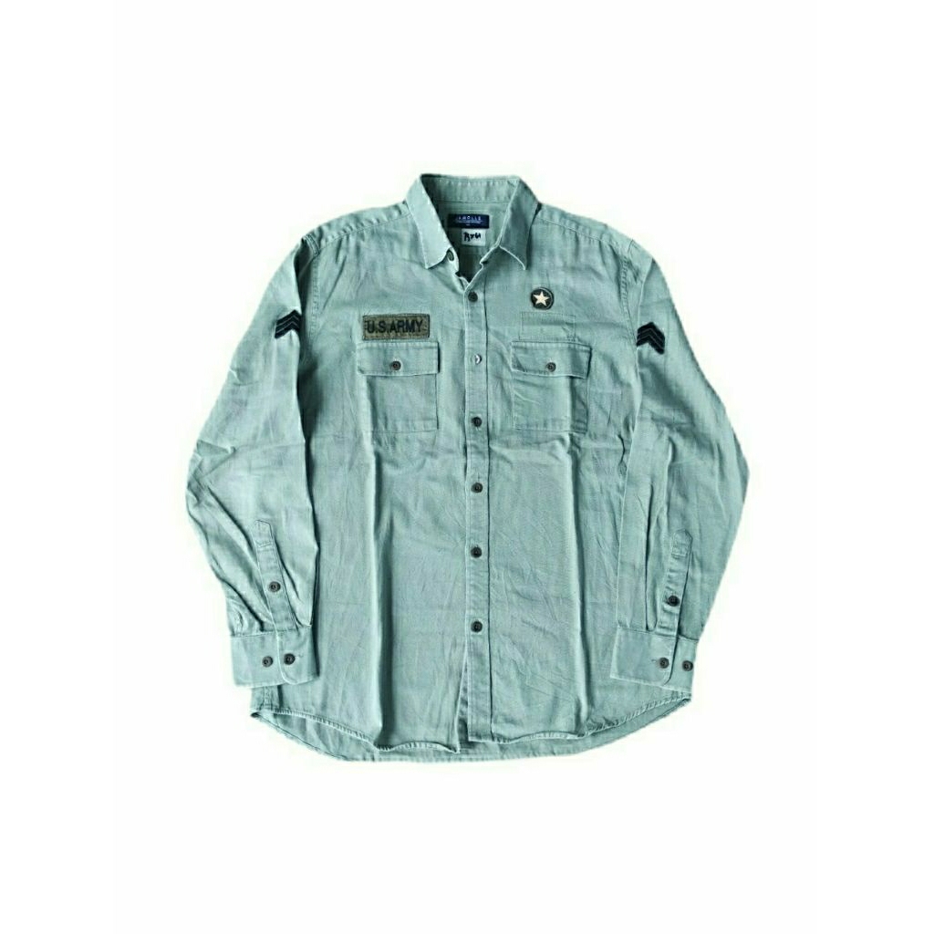 Kemeja Pria Us army olive green Classic military Us