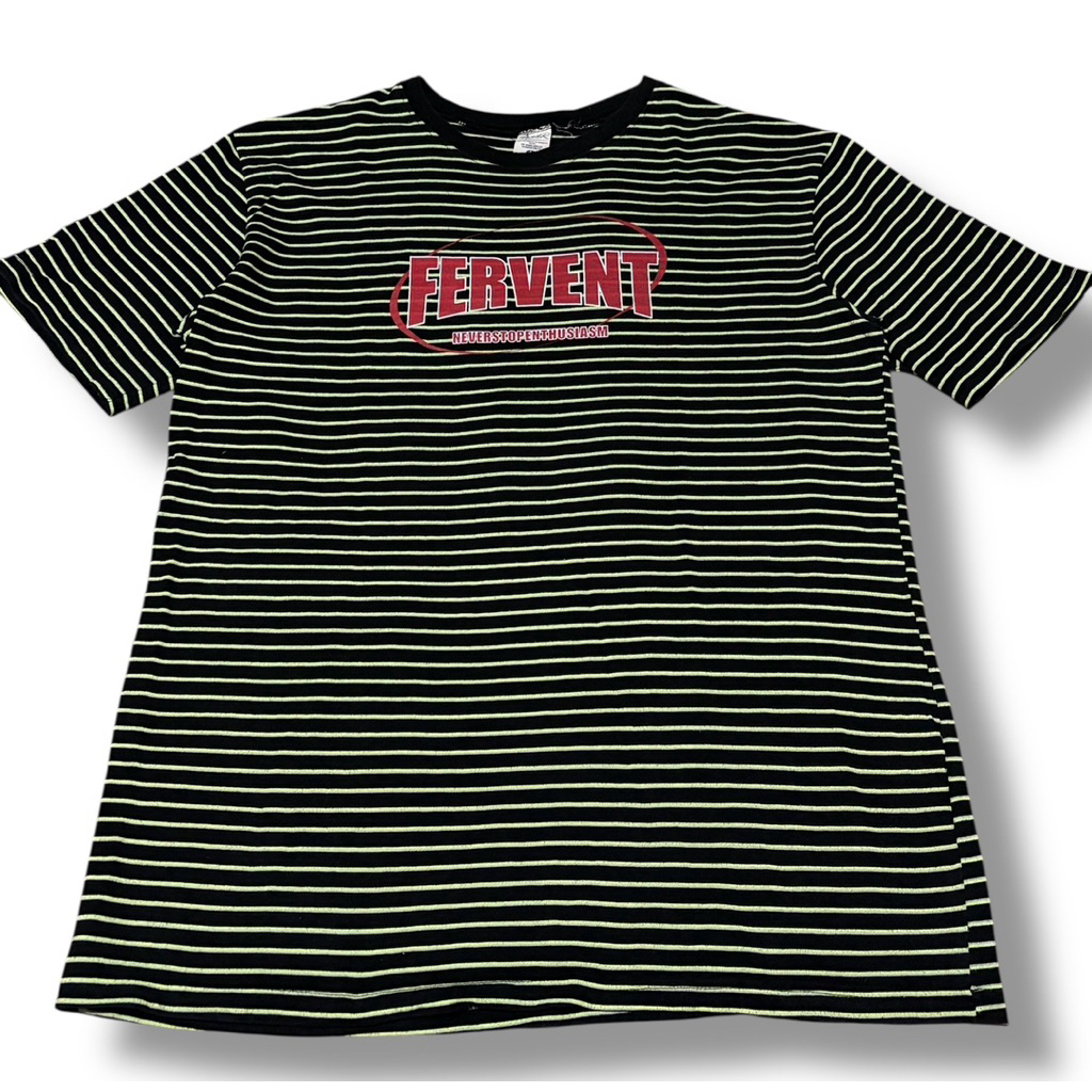 ACOVER Kaos Salur Vintage Hijau Hitam Preloved