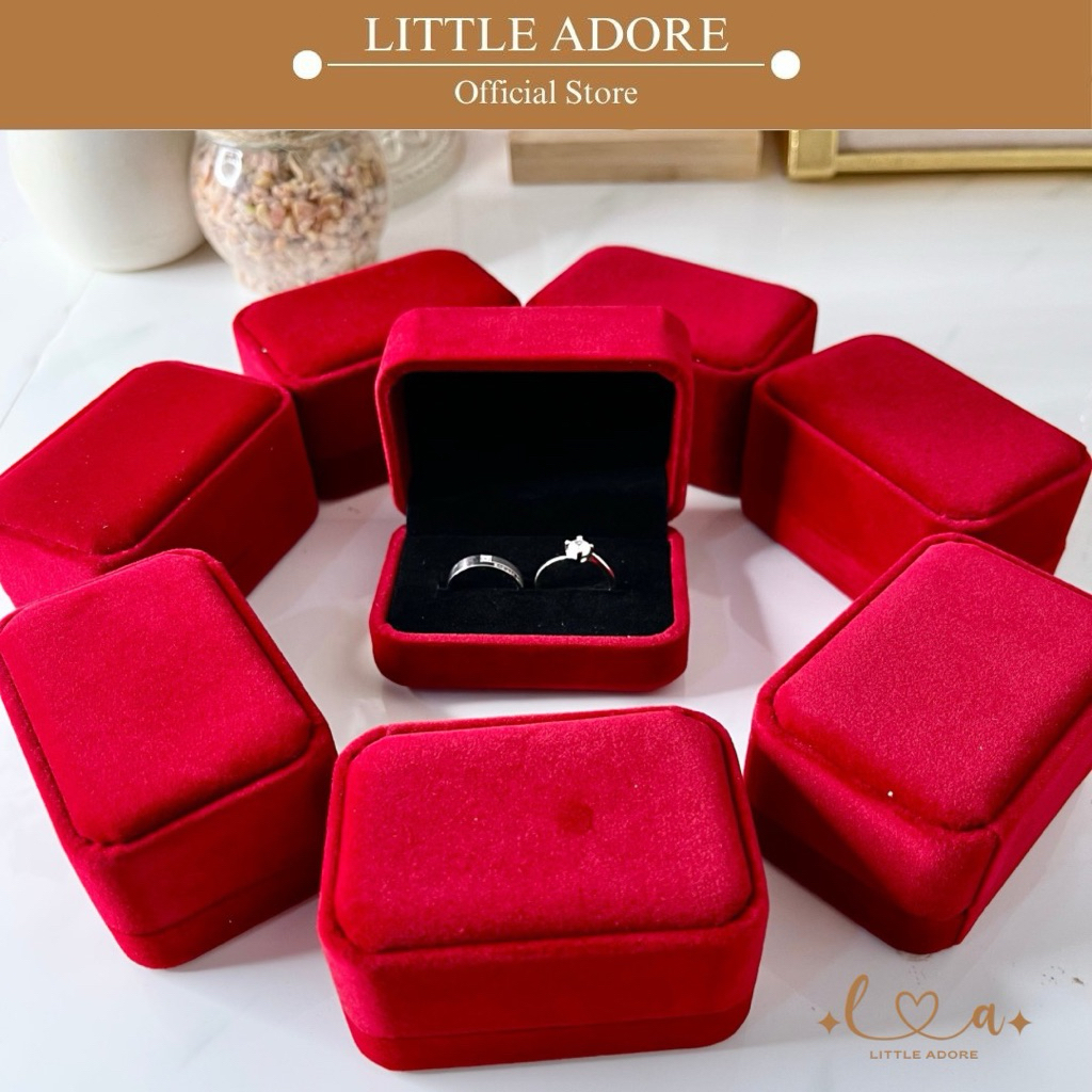 Kotak Cincin Couple/Nikah/Lamaran Bludru Merah Simple Mewah Elegant