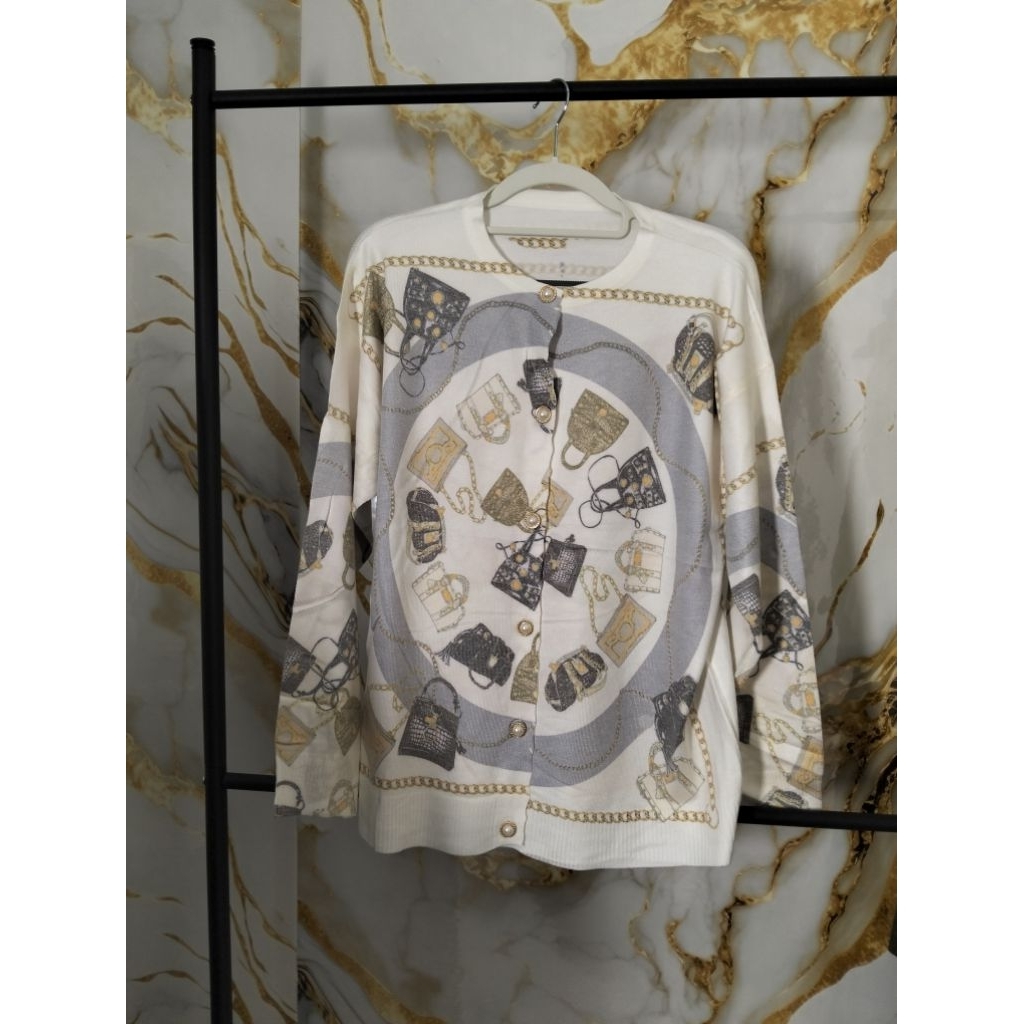 Sweater Cardigan Import Tas kecil Putih