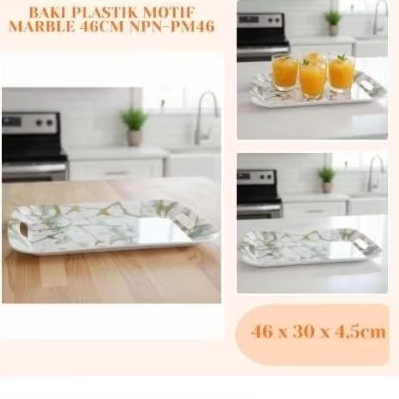 Baki/Nampan Plastik Enamel Motif Marble