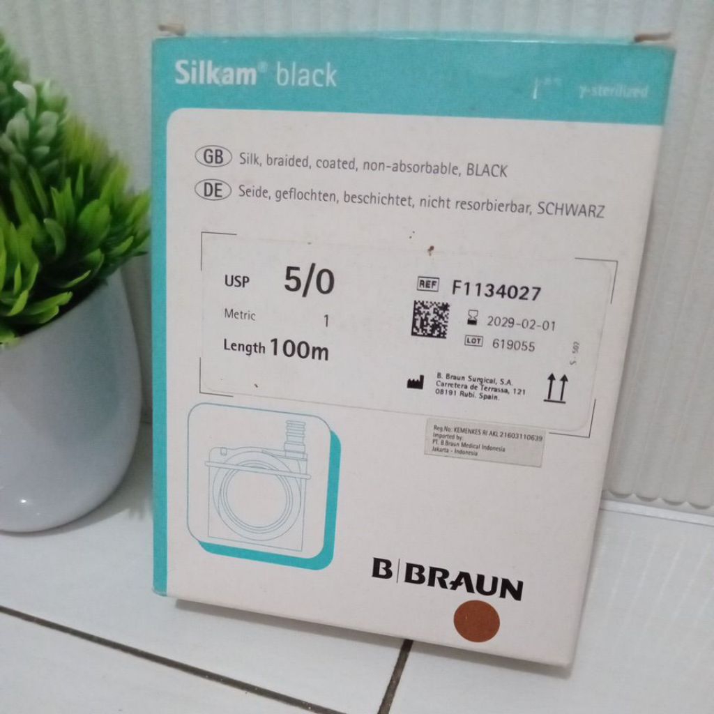 B Braun Silkam Black 5-0/Braun Silk 5-0/Braun Catgut Silk 5-0/Benang Jahit Silk 5/0