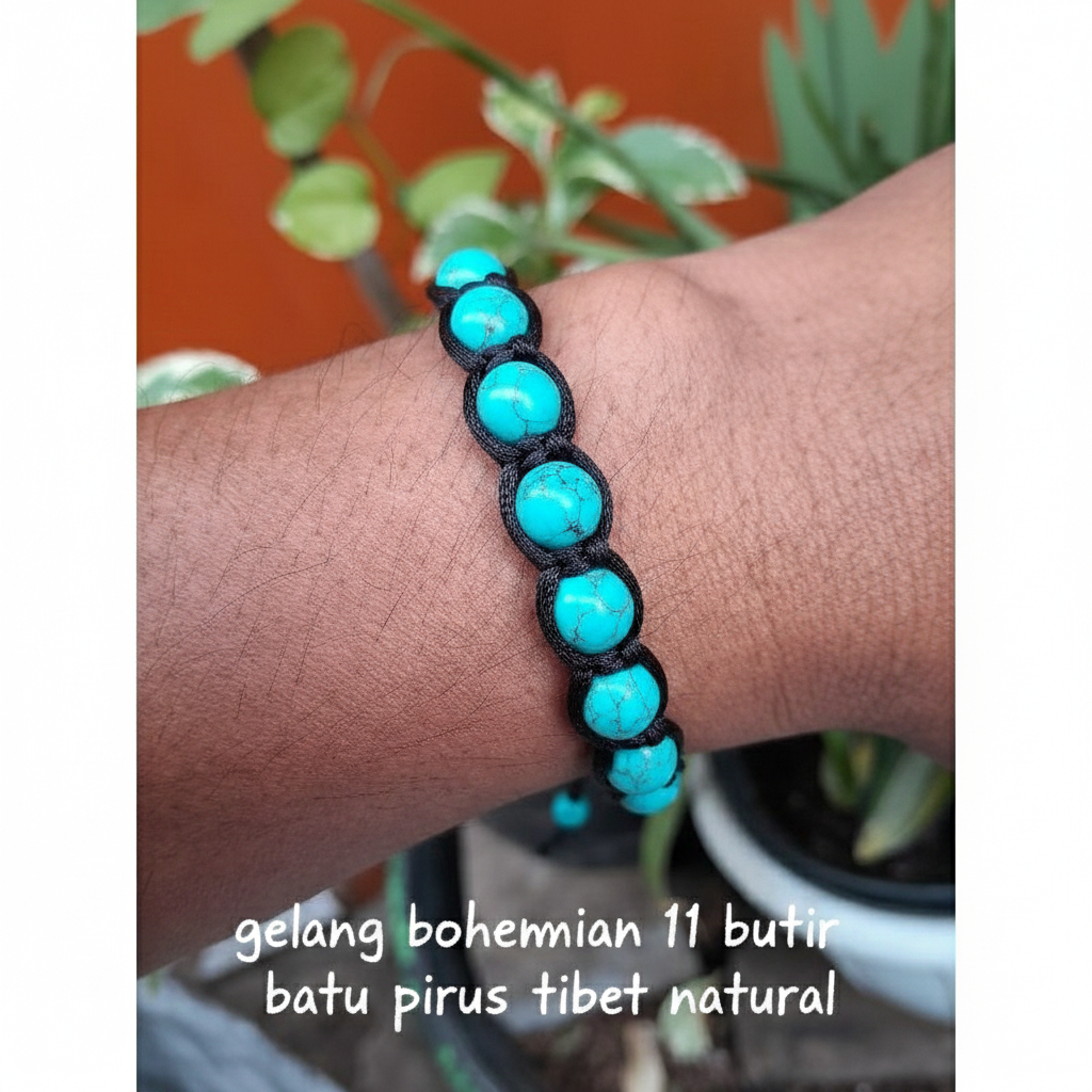 GELANG BOHEMIAN BATU PIRUS TIBET 11 BUTIR