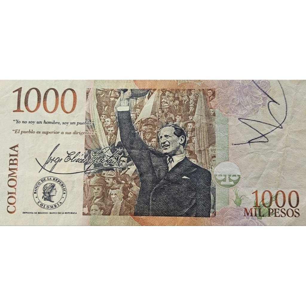 Uang Asing negara colombia 1000 peso kondisi vf dijamin original 100%