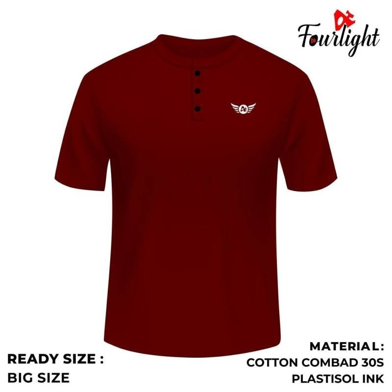 Kaos Pria Fourlight Original Kancing Bordir T-Shirt 30s Sablon Plastisol Streetwear Uk 4XL 5XL