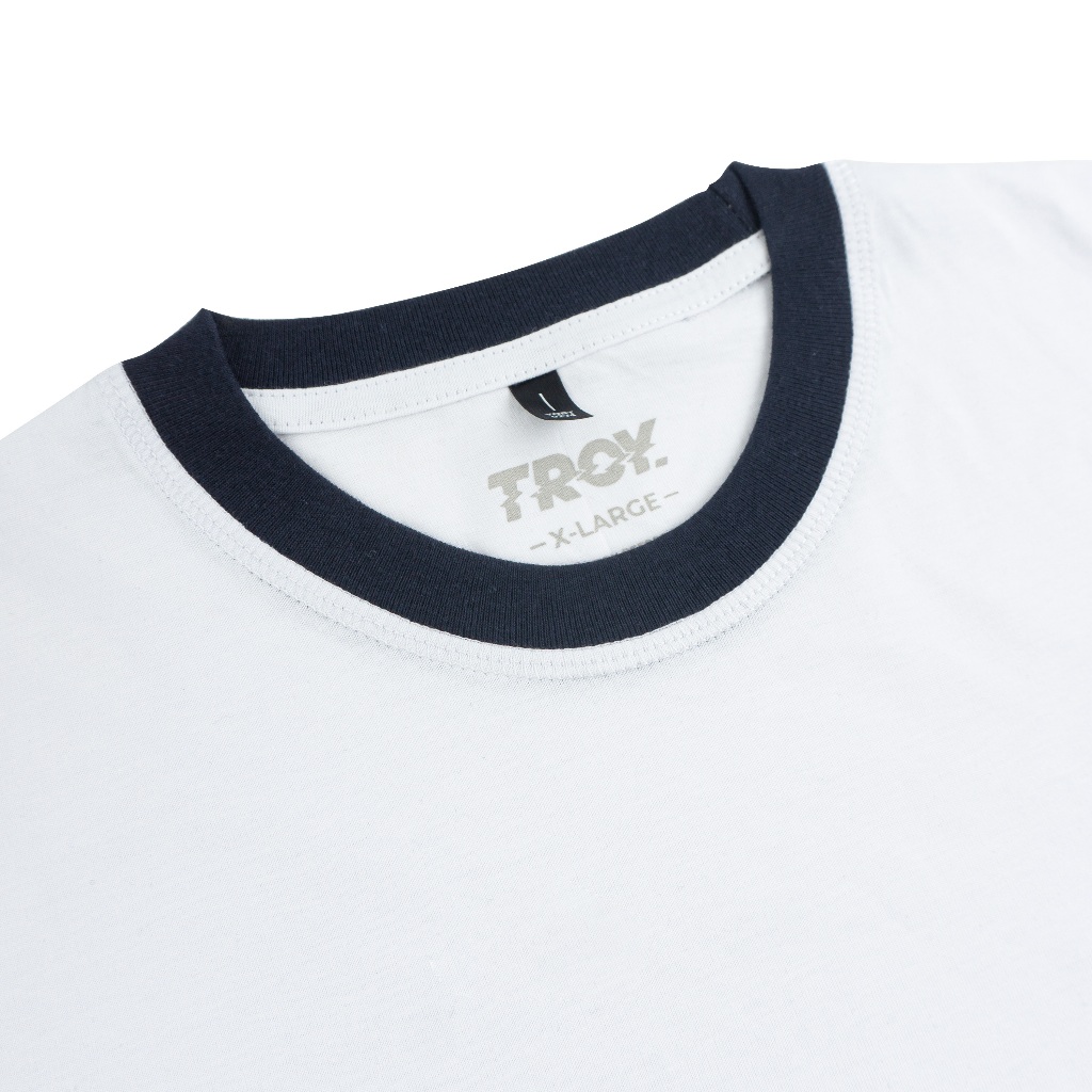 Troy Company Double Sleeve Longsleeve Tshirt White Navy Crouch Tiger - Kaos Putih Navy Lengan Panjang DSD 3509