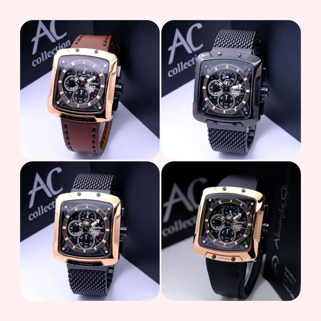 Alexandre Christie AC 3030  / Ac 3030 Rantai / kulit / Rubber jam tangan pria original