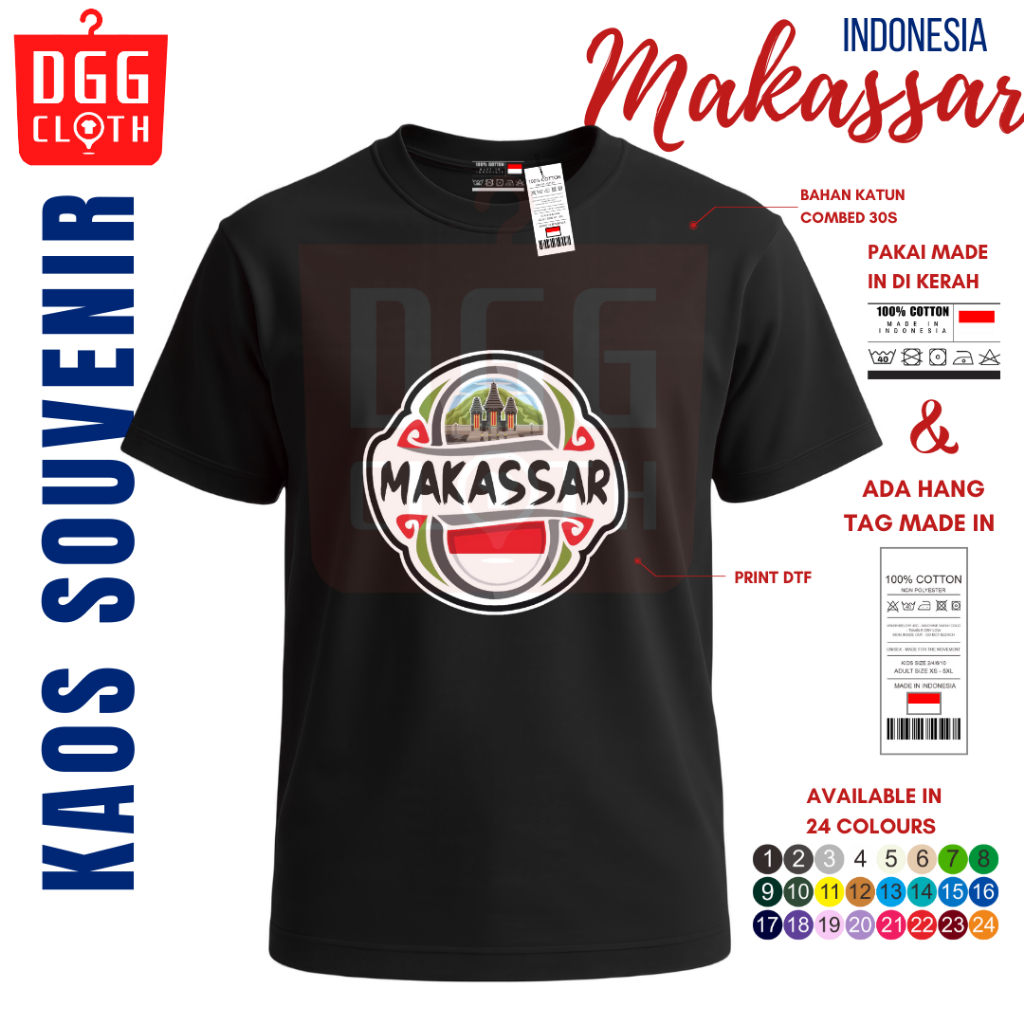 DGGClothing Kaos Oleh-Oleh Makassar Tshirt Baju Souvenir Kota Makassar Terbaru Dewasa Anak Banyak Va