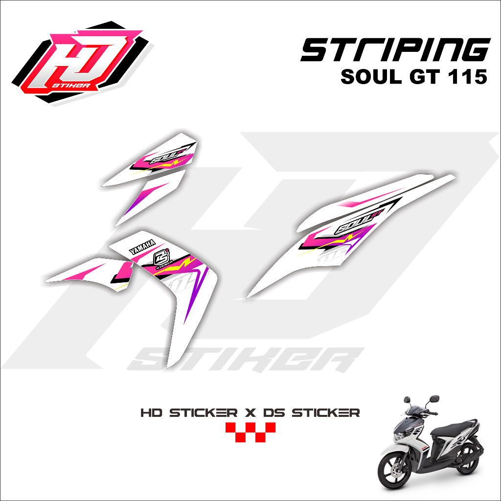 HD Stiker Striping Motor Mio Soul GT 115 Decal Sticker Soul GT 110 - Varian Putih HD14