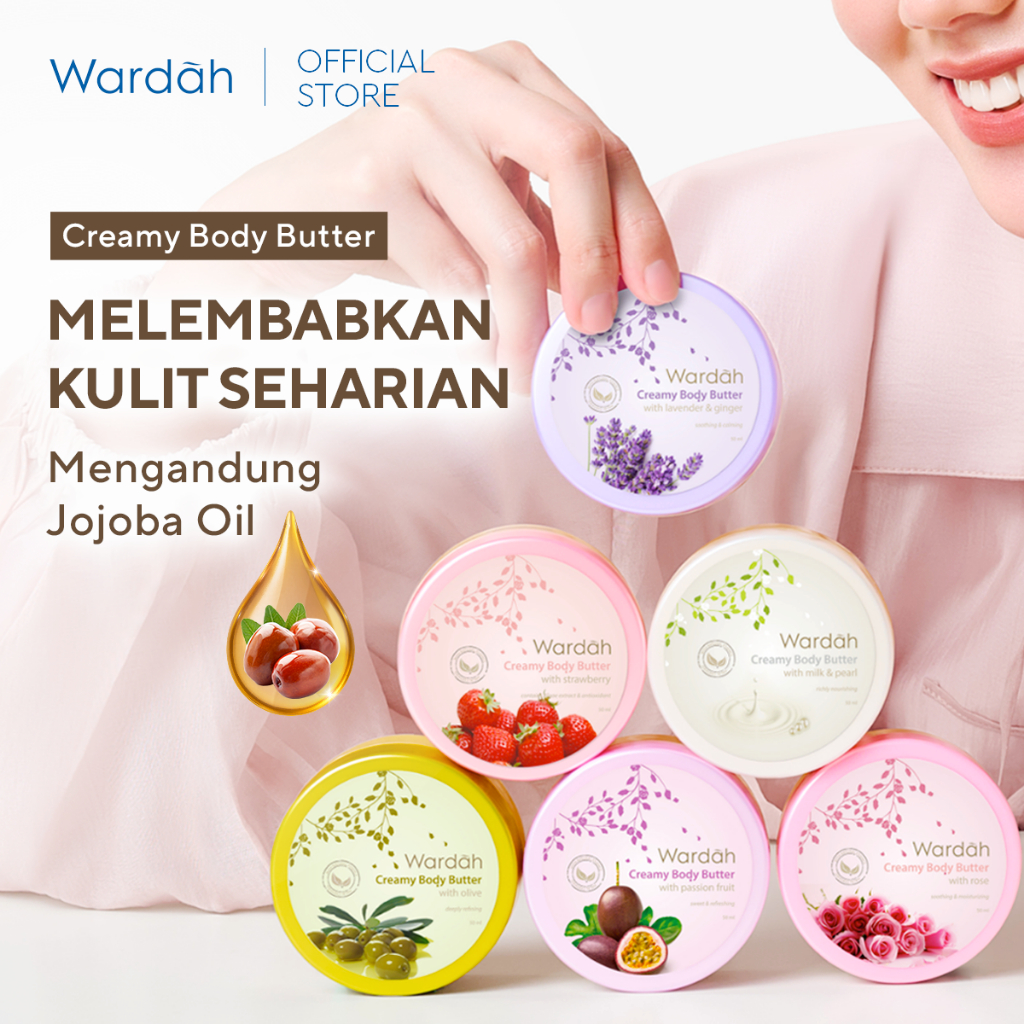 Wardah Creamy Body Butter 50 ml - Membantu melembabkan dan melembutkan kulit tangan serta badan - Me