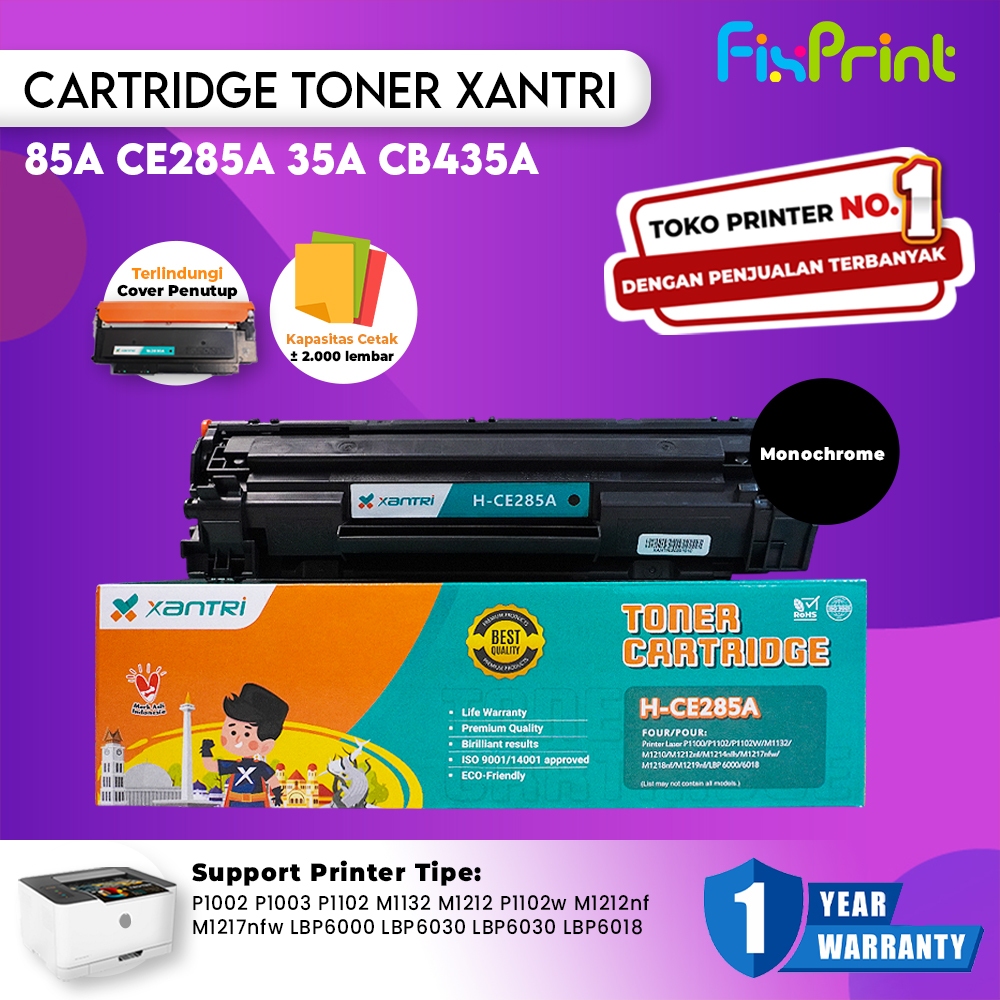 Cartridge Toner Premium Grade Xantri 85A CE285A M1132 M1212 P1102 M1217 M1212 Serbuk 85A 50gr