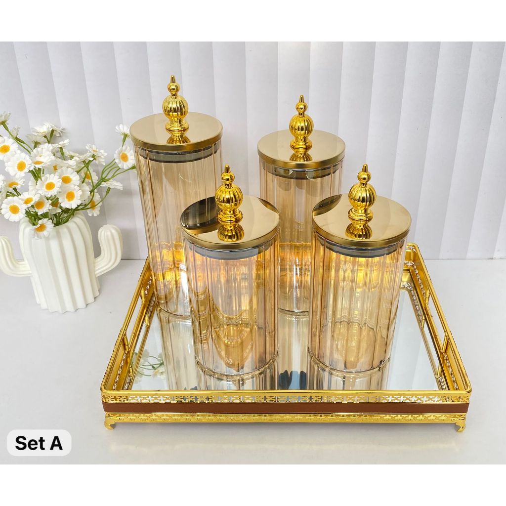SET TOPLES KACA MENARA GOLD