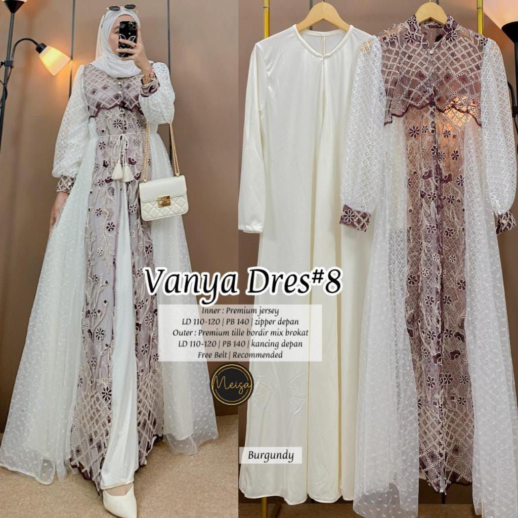 GAMIS LEBARAN VANYA DRESS BRUKAT MEWAH 2IN1
