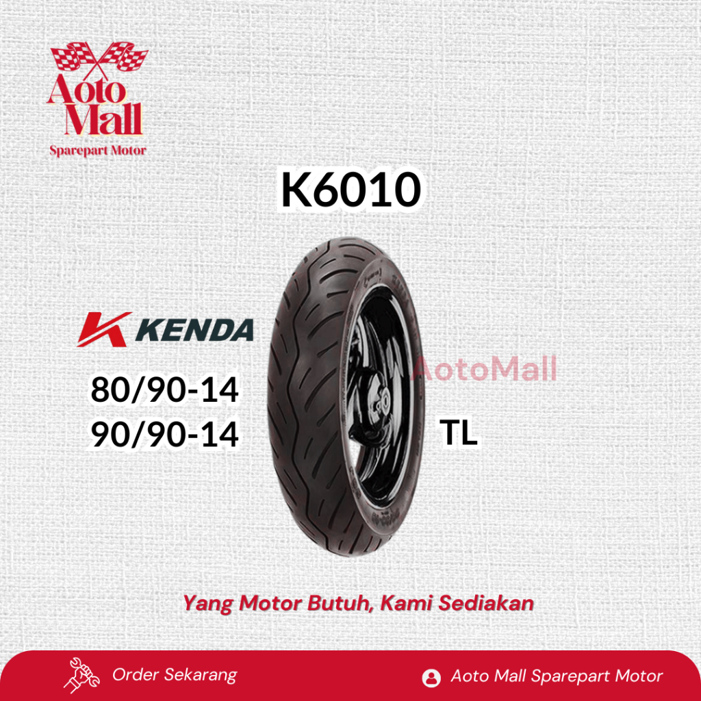 Ban Motor Kenda K6010 Tubeless 80/90 Ring 14 90/90 Ring 14 Motor Matic