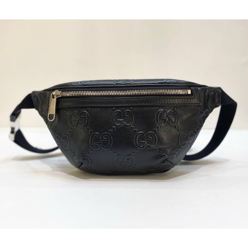 (PRELOVED) Gucci Bumbag GG Embossed Black SHW