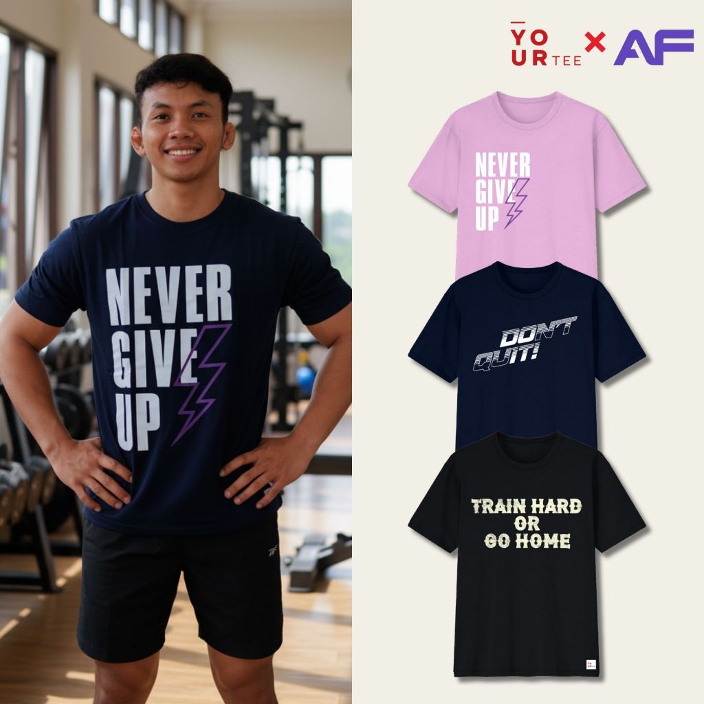 Yourtee Baju Kaos Pria Wanita Anak Dewasa – “Never Give Up” Anytime Fitness| Katun Combed 30s