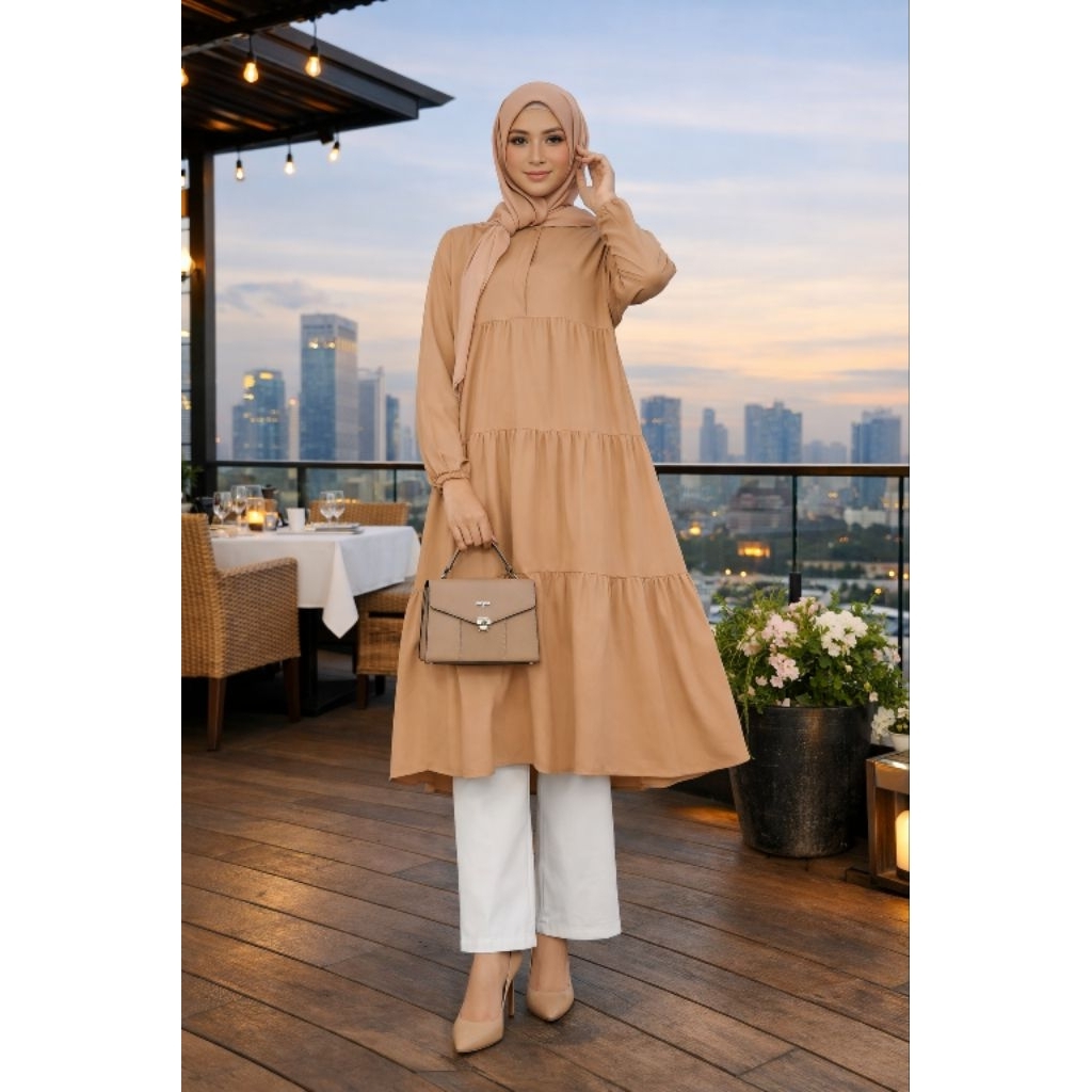 Baju Atasan Tunik Rempel Susun Wanita Terbaru | Long Tunik Polos Termurah | Blouse Wanita Jumbo Terl