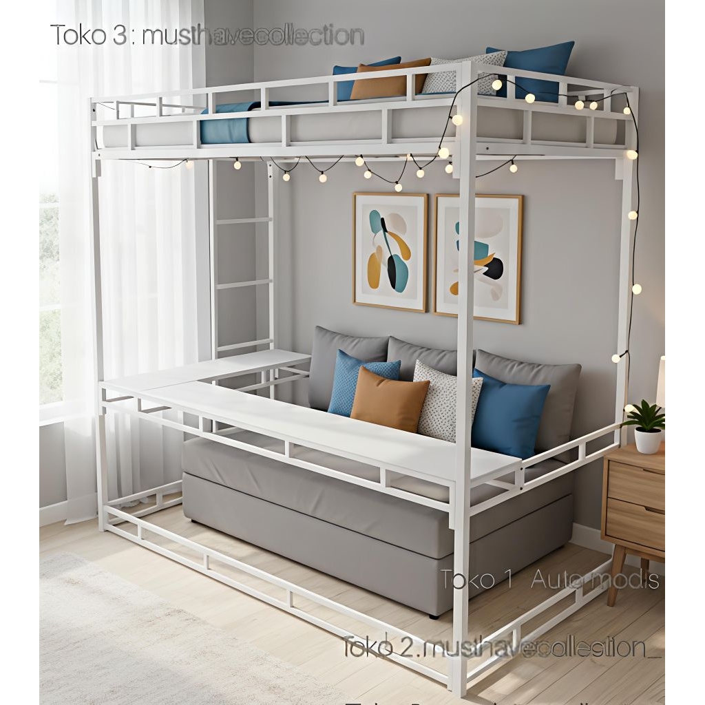 RANJANG TINGKAT DIVAN LOFT BED MEZZANINE 2 LANTAI DUA SUSUN KUAT KOKOH BONGKAR PASANG KNOCK DOWN BES
