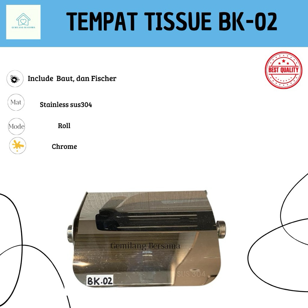 Tempat Tissue Dinding Toilet Stainless