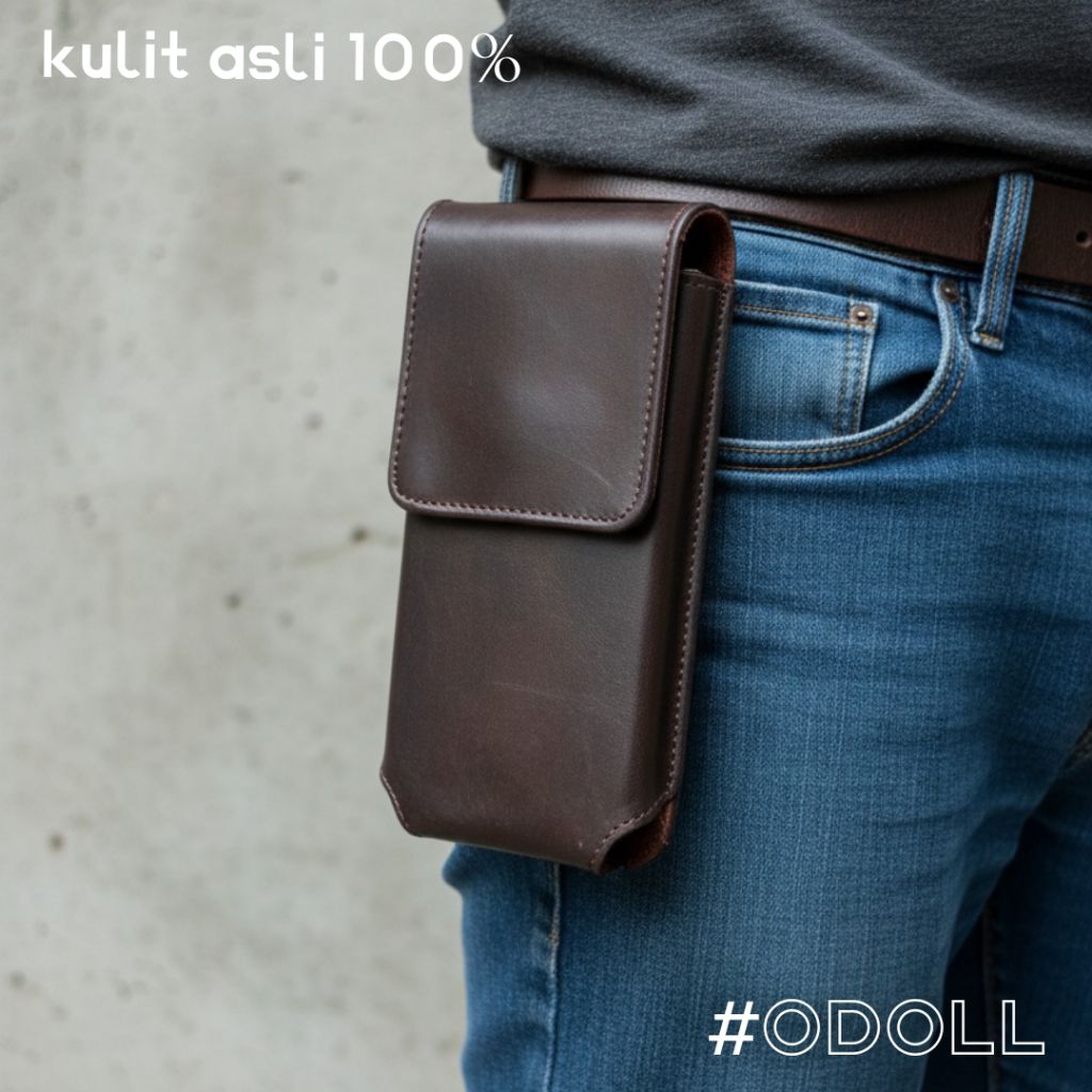 Sarung Hp Kulit Asli Model Tegak - Dompet Hp Pinggang Kulit Original