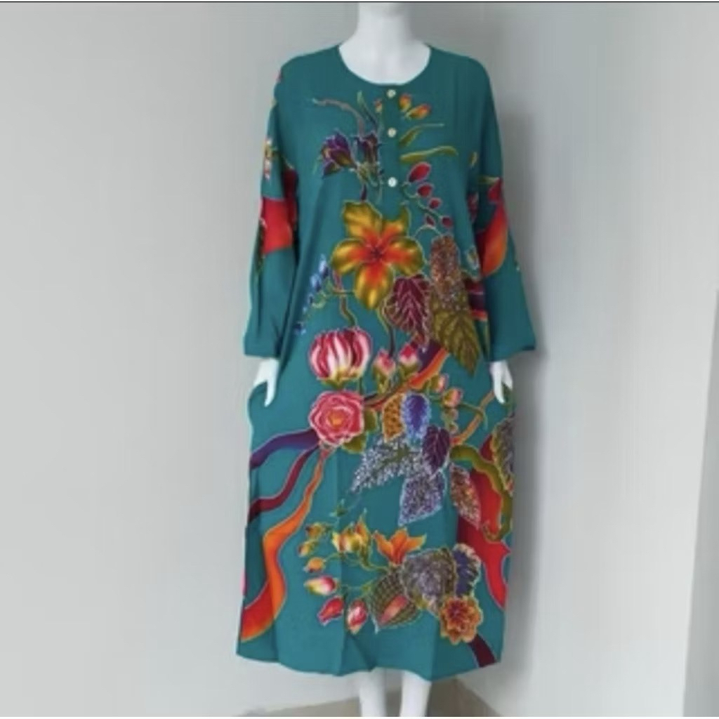 DASTER KENCANA UNGU LENGAN PANJANG BAHAN KATUN RAYON MODEL TERBARU LD 120cm