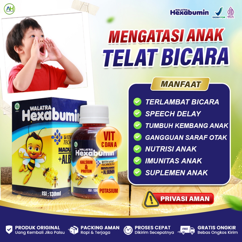 Obat Anak Terlambat Bicara Telat Bicara Speech Delay Madu Hexabumin Vitamin Pelancar Anak Bicara