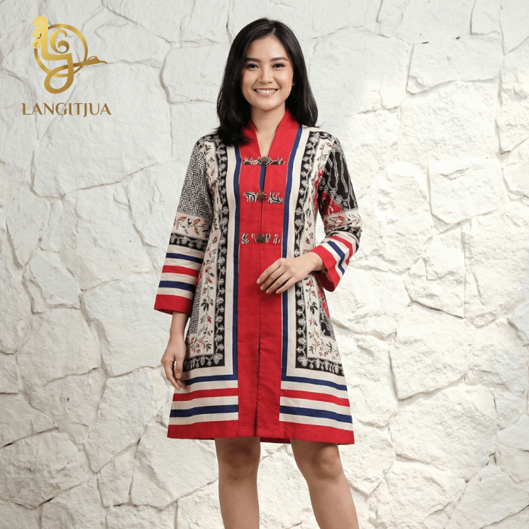 LANGITJUA - Tunik Salur Inten Jumbo Size | Dress Batik Busui Friendly LD 110 LD 120 LD 130