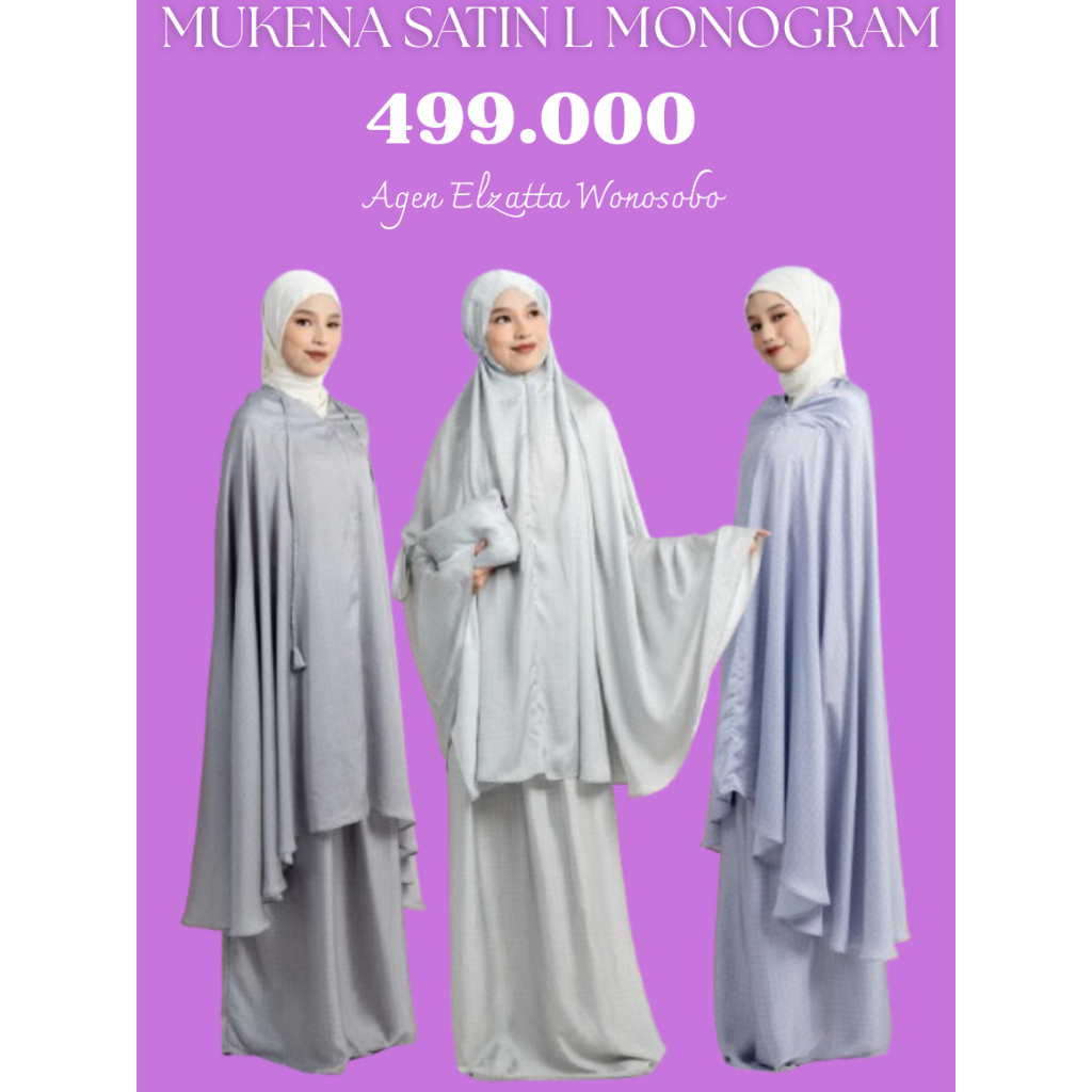 Elzatta Mukena Satin L Monogram Mukena Bahan Satin Motif Monogram L By Elzatta Adem Nyaman Dipakai